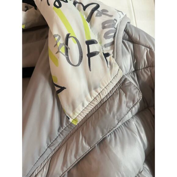 Offline By Aerie Hooded Puffer Jacket Womens Size XL Silver Full Zip Long Sleeve - Picture 8 of 8